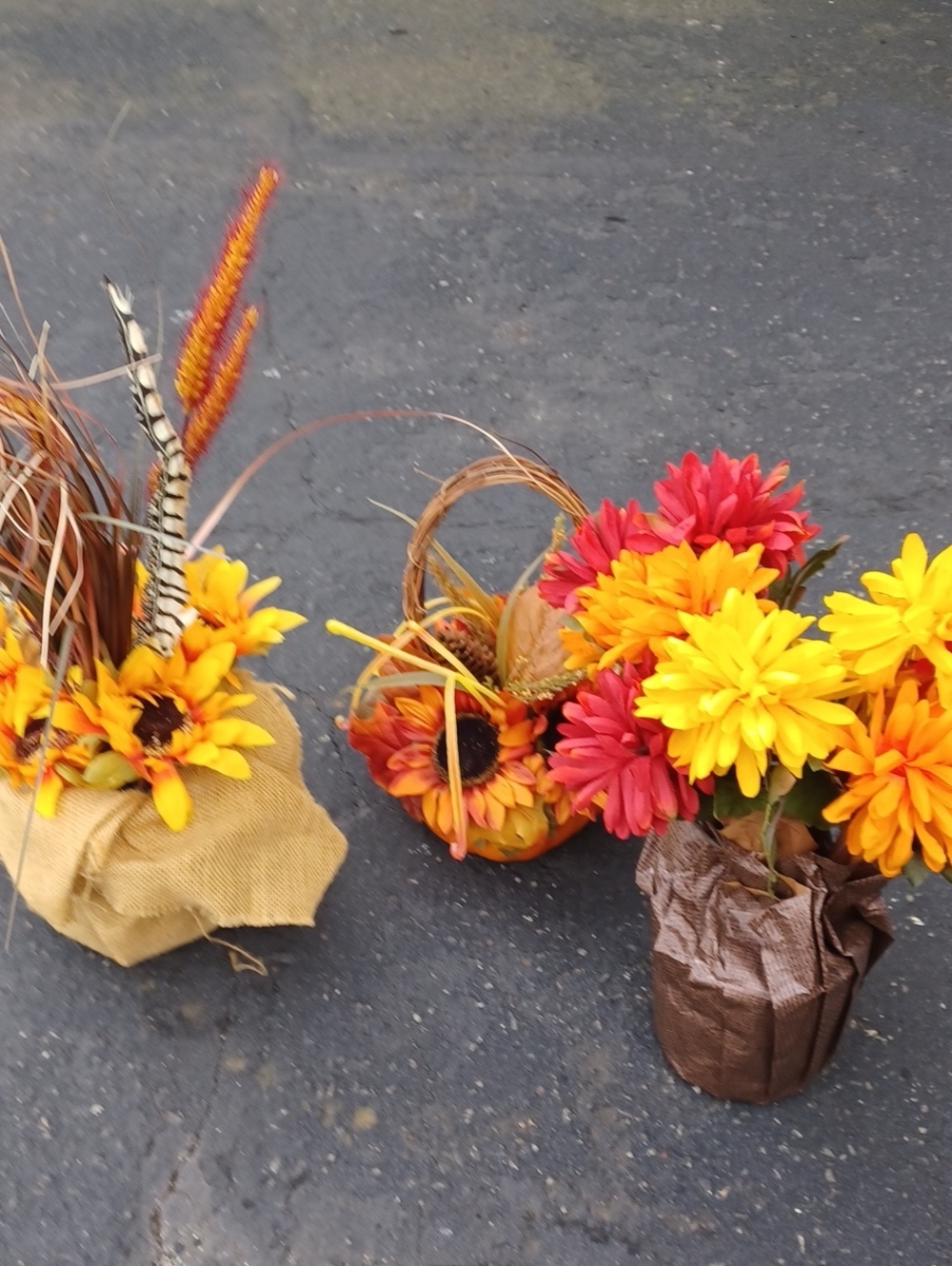Autumn Sunflower and Daisy Artificial Floral Arrangement - Yellow & Orange